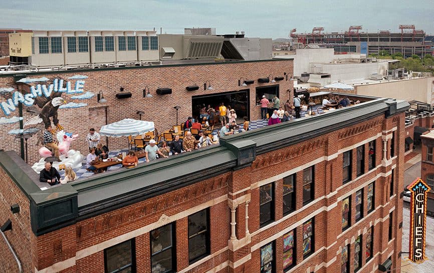 Drone view of Chief's rooftop
