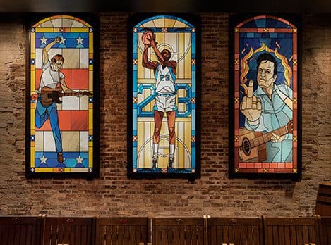 Stained Glass Windows in Neon Steeple